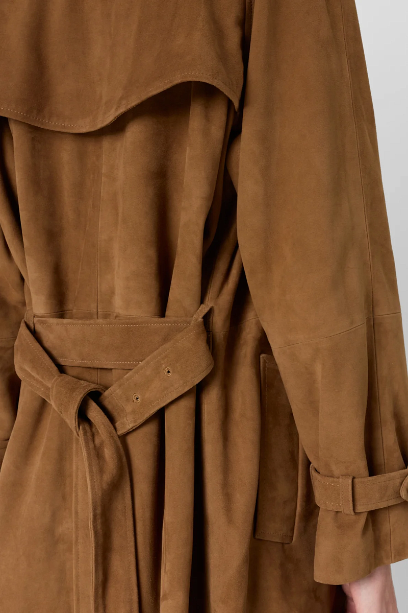 JUDY - Тренч из замши в оттенке корицы