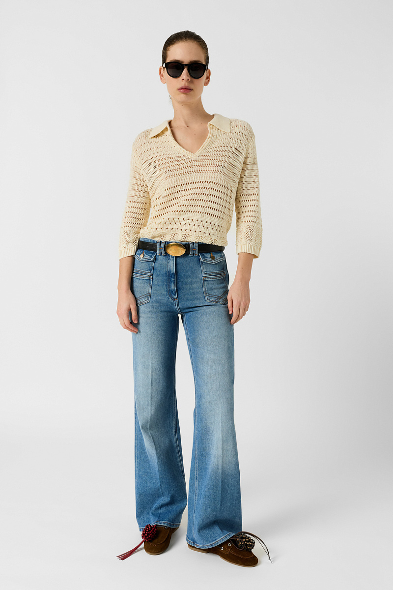 LAYLA - Бежевая вязаная поло-рубашка