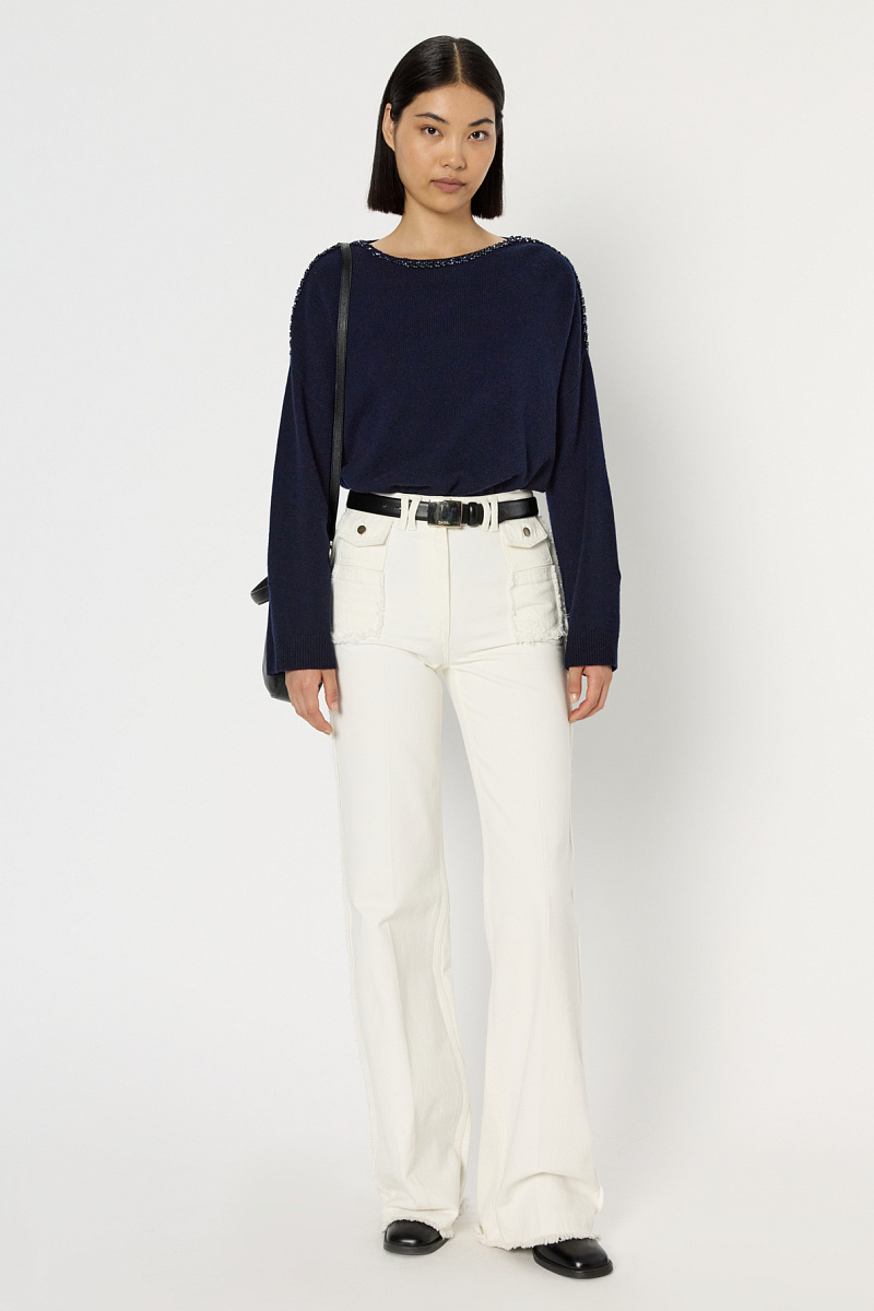 ESME - Свободный джемпер из 100% шерсти со стразами