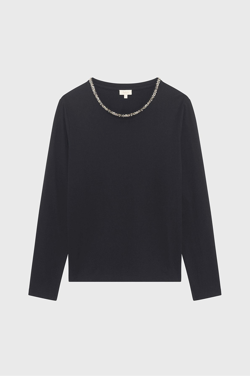 HARRIETTE - Лонгслив из 100%  хлопка со стразами HARRIETTE - Лонгслив из 100%  хлопка со стразами