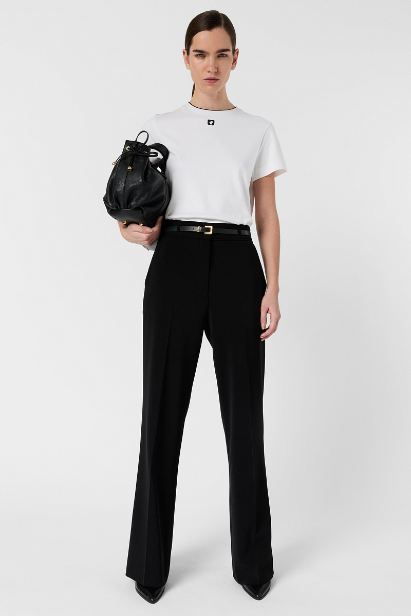 MAVIE - Белая футболка из хлопка с черными элеменами