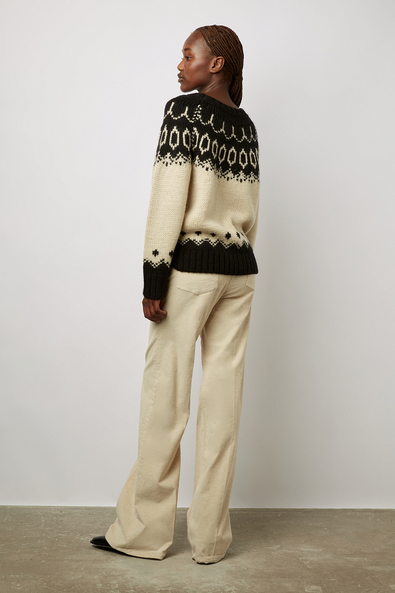 LOUNESS - Зимний пуловер из смесовой шерсти с двухцветным принтом
