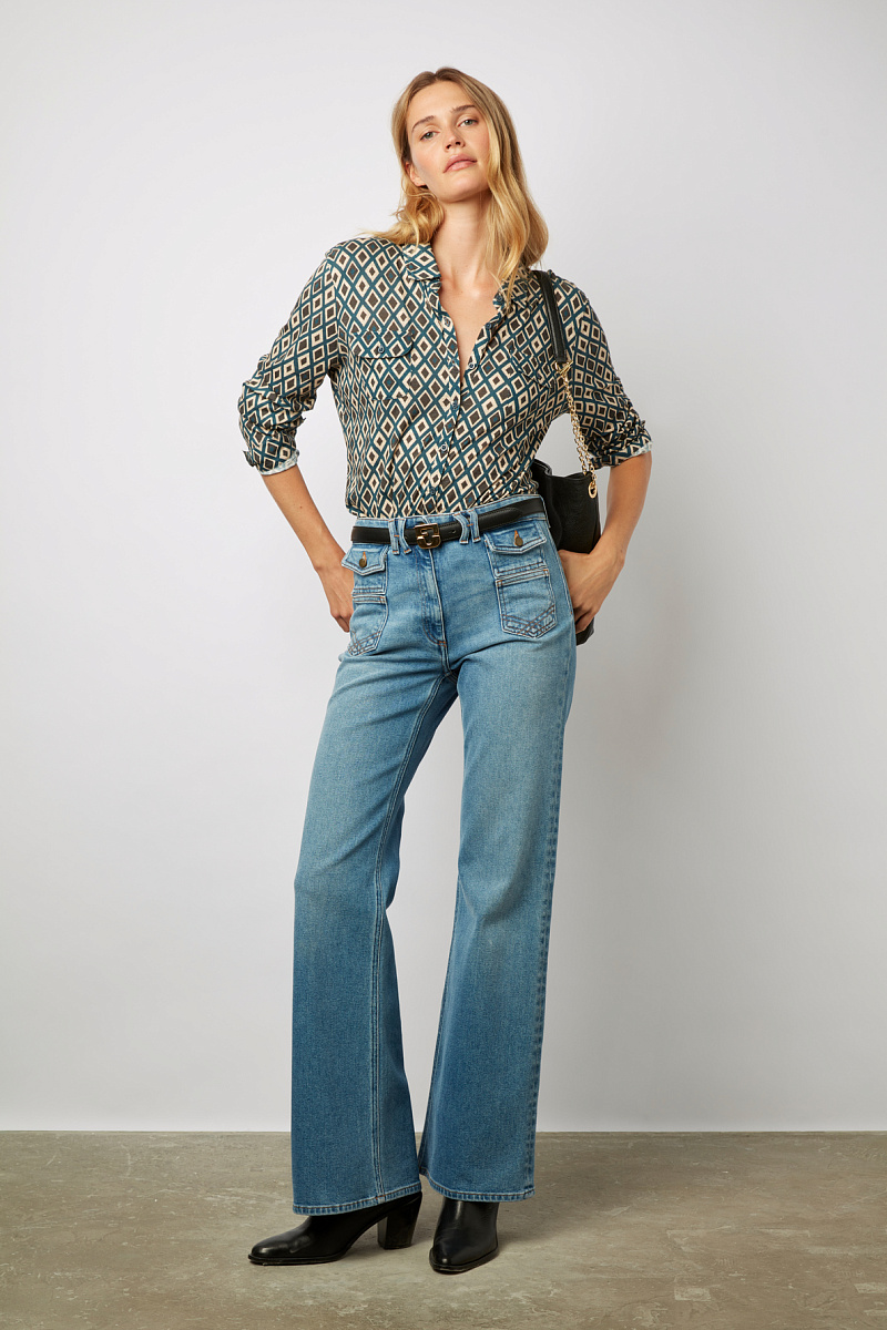 ABIGAEL - Рубашка с ромбовидным принтом из хлопка