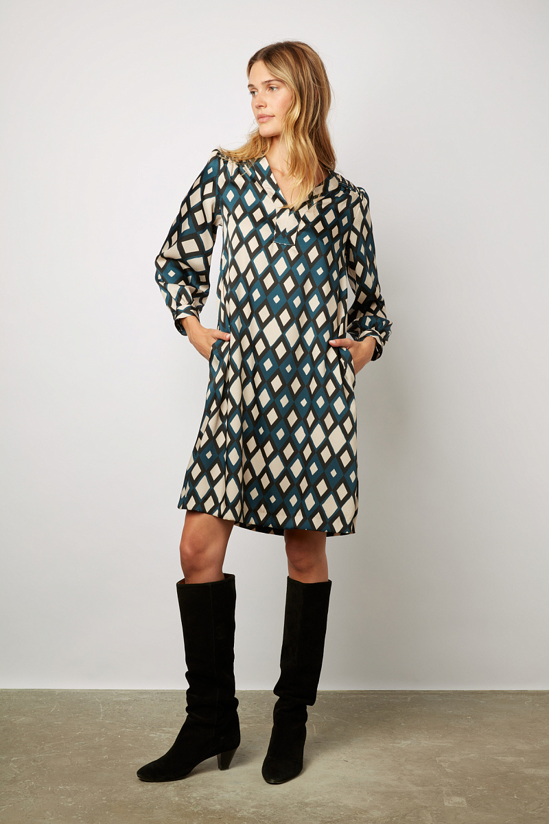 JEMY - Мини-платье прямого кроя с ромбовидным принтом