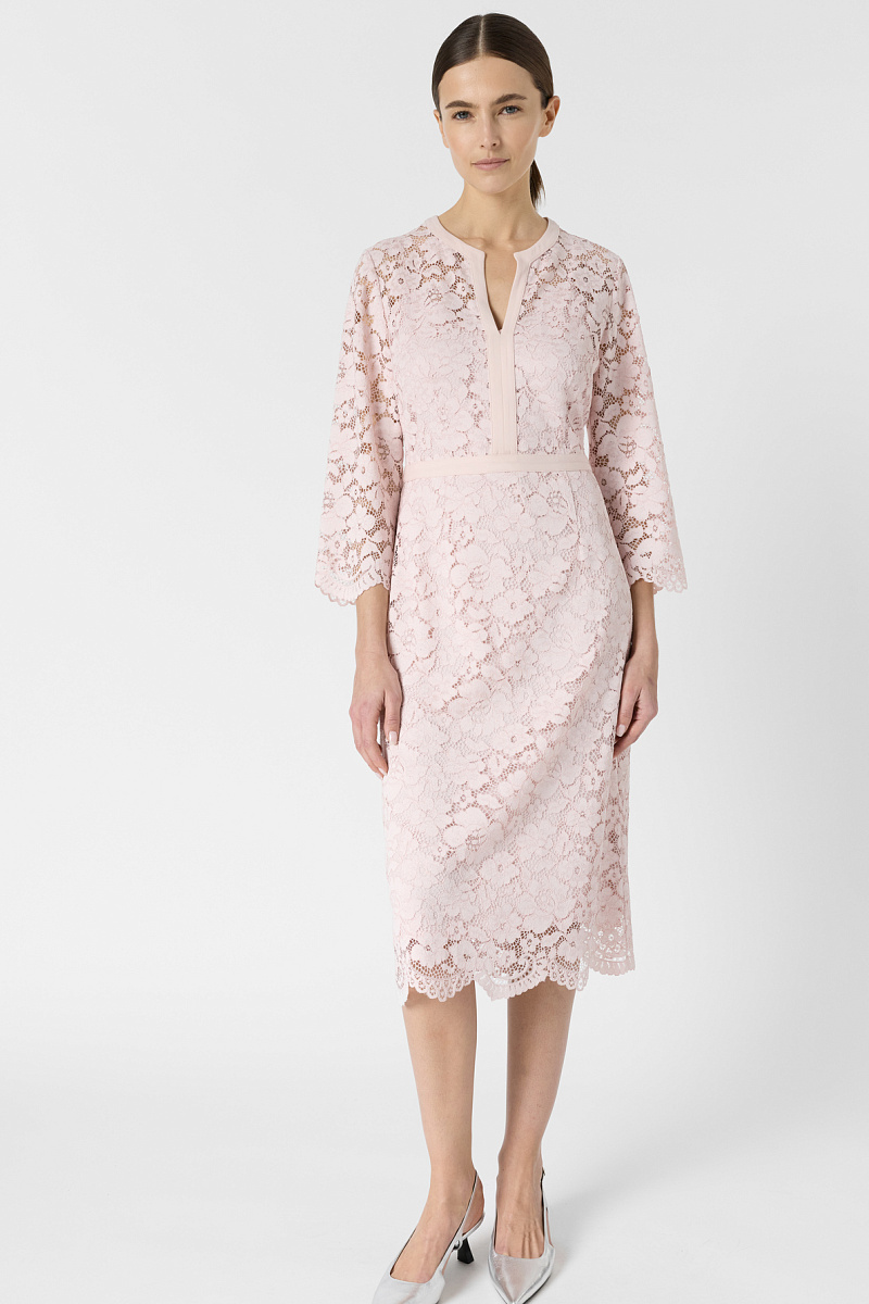 RADIA - Нежно-розовое кружевное платье в длине миди