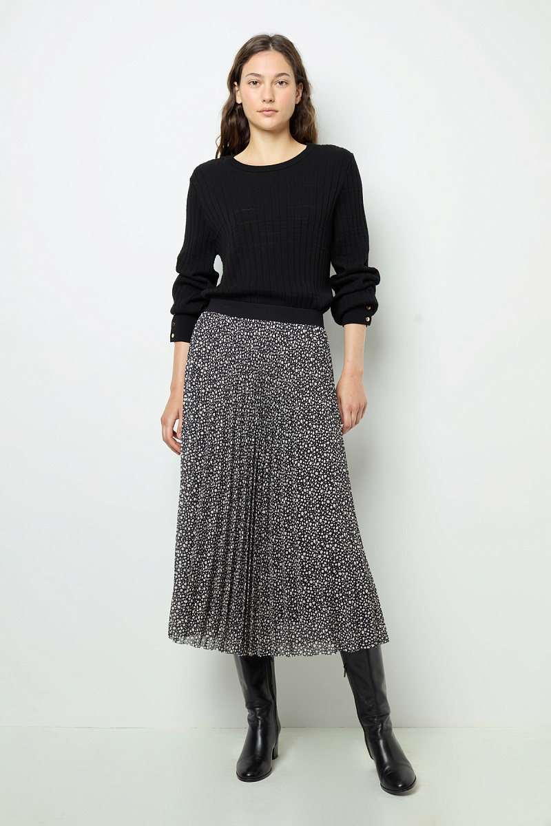 JEANNE - Джемпер черного цвета в рубчик из тонкой шерсти