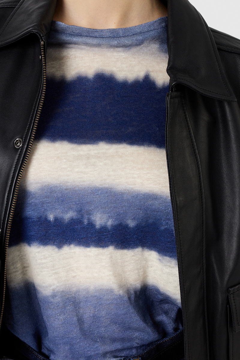 MABINTY - Голубая льняная футболка с эффектом тай-дай