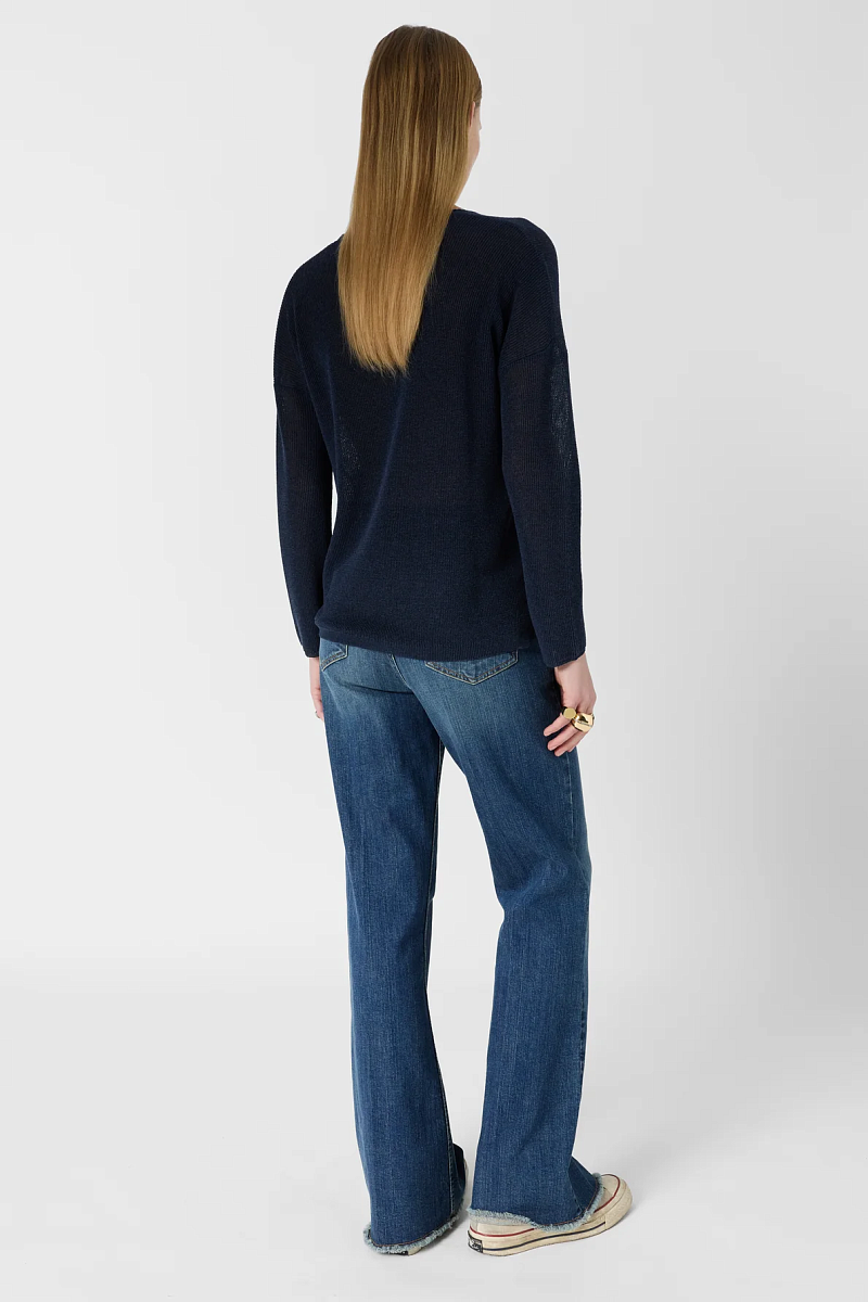 LAYLA - Синий вязаный свитер с V-образным вырезом