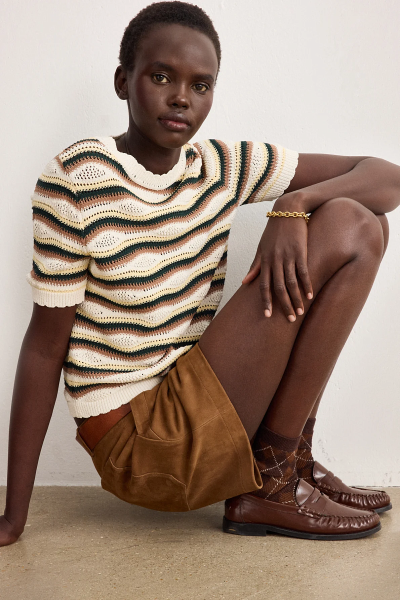 LALIAH - Разноцветный вязаный джемпер с короткими рукавами