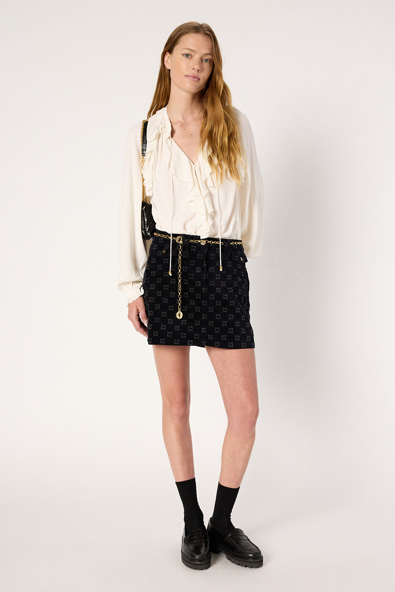 AGNELLA - Блуза из сатинового крепа с оборками