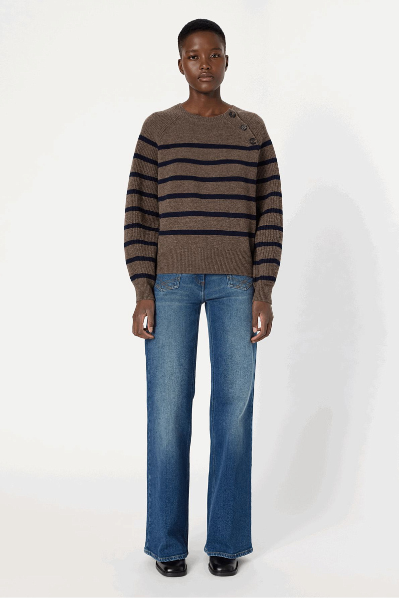 EDITH - Объемный свитер в полоску из 100% шерсти
