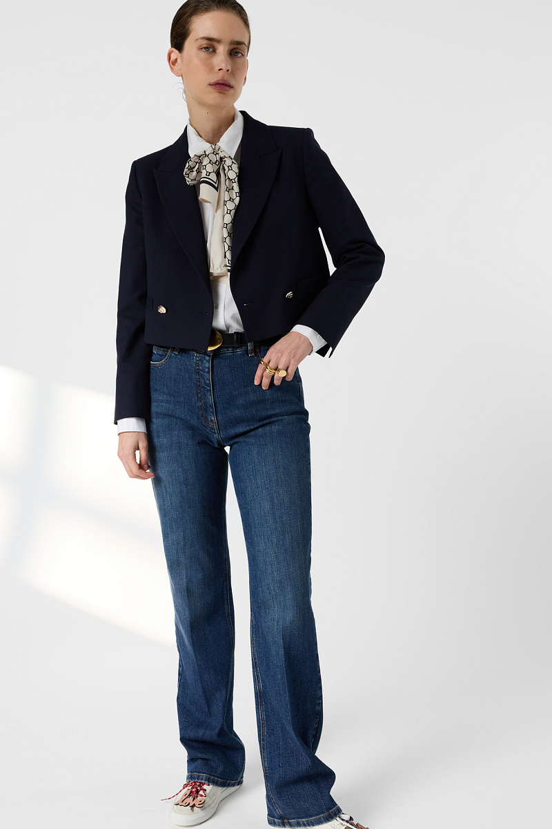 TESSIE - Синий укороченный приталенный жакет