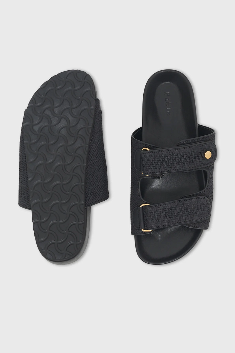 LILY - Сандалии с двойным ремешком и текстурой рафии