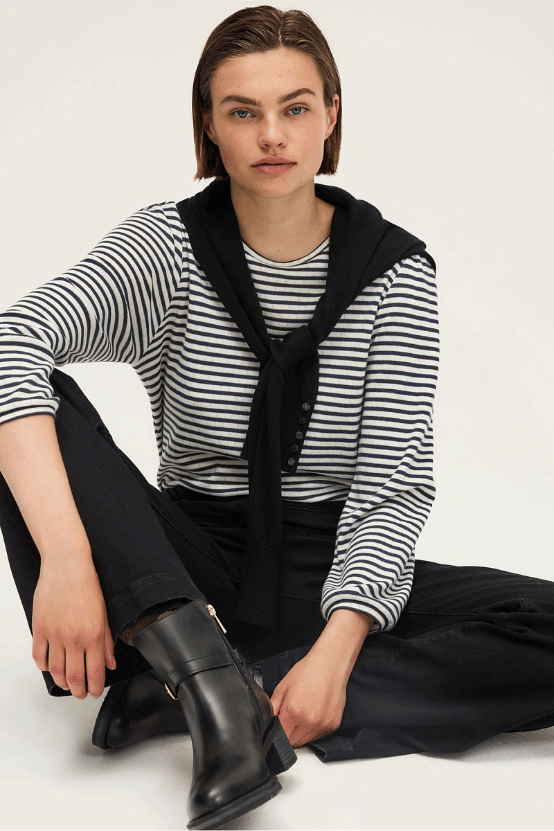 HELIA - Свободный лонгслив в полоску