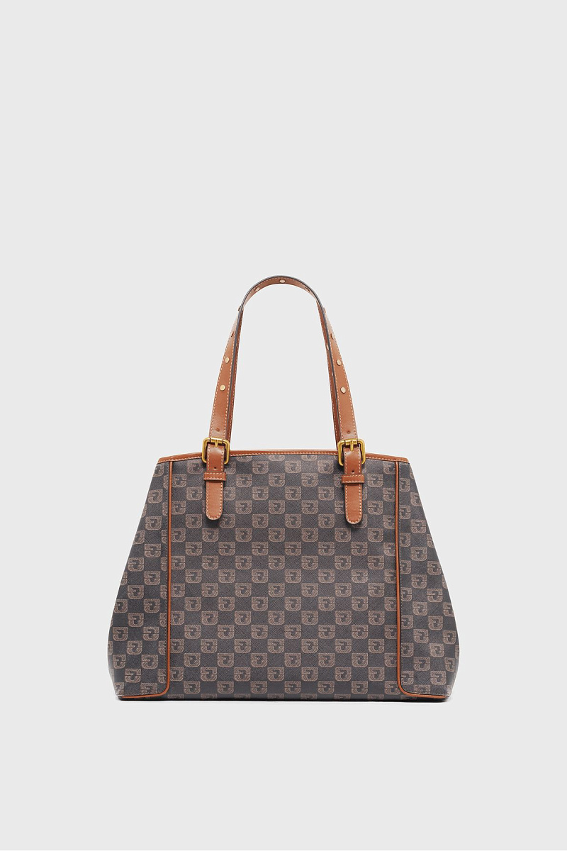 SIMPLE BAG - Тоут из кожи и холщовой ткани с монограммой