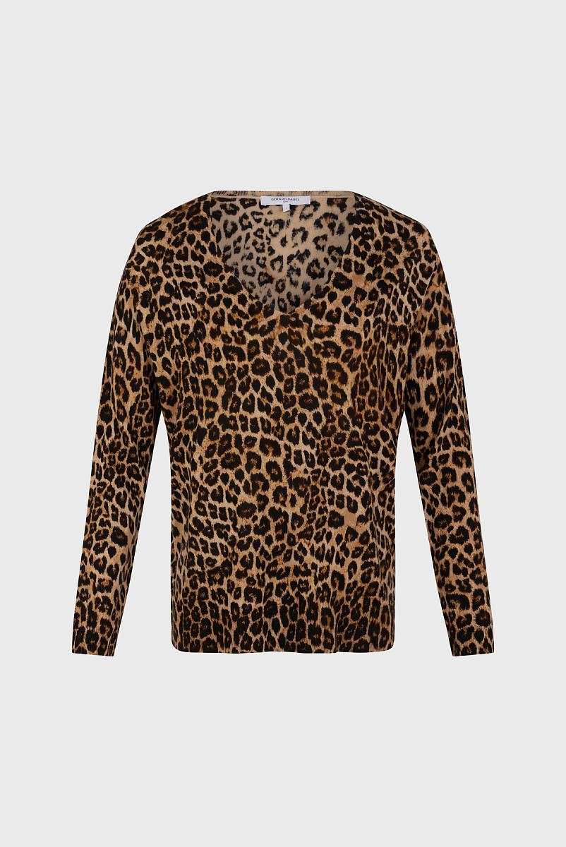 JINENE - Пуловер с леопардовым принтом из шерсти