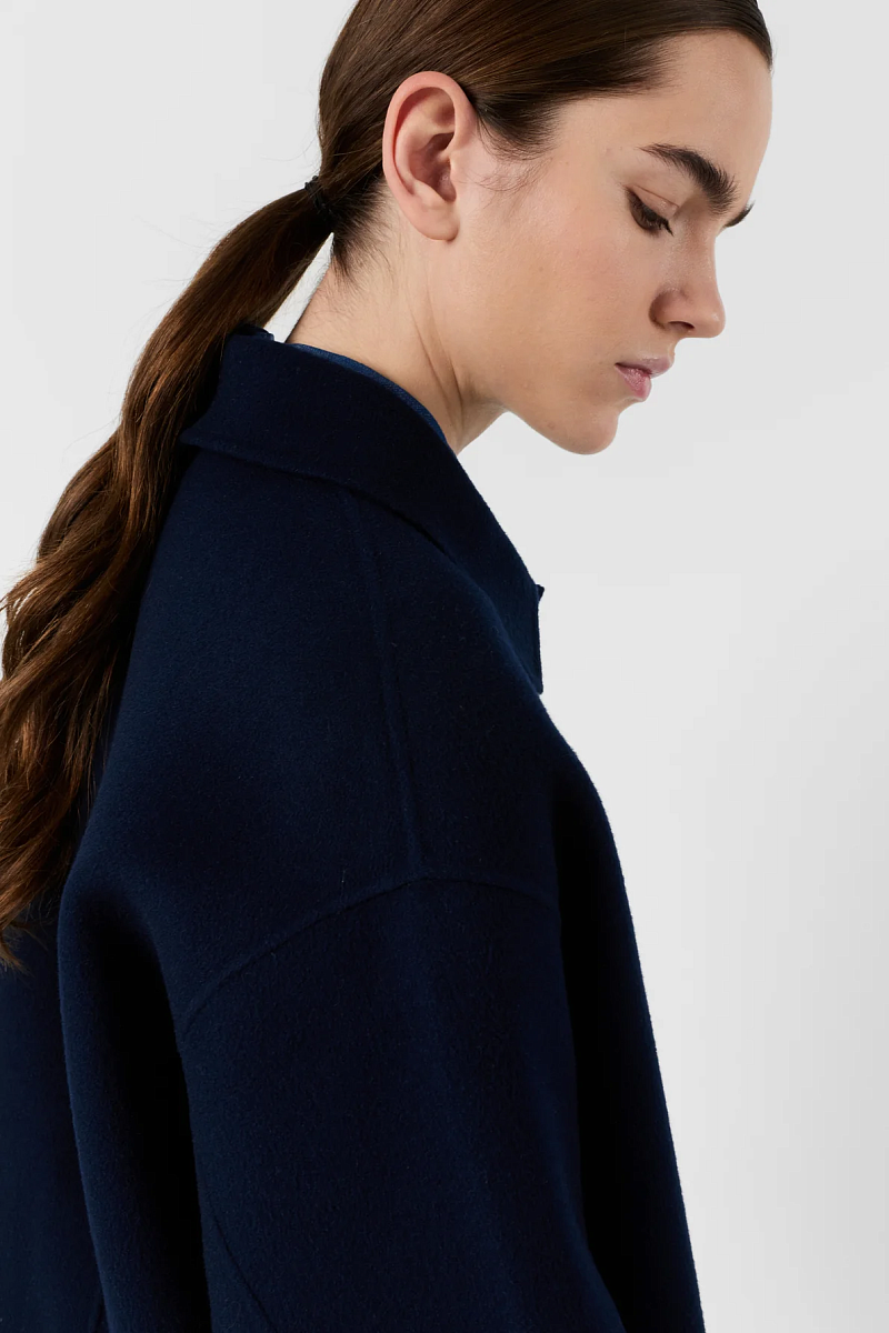 PERRINEA - Синее короткое пальто из двусторонней шерсти