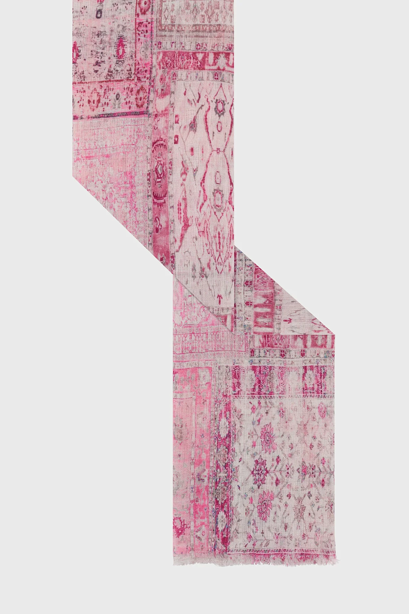 DAISY - Розовый шарф из хлопка с акварельным принтом