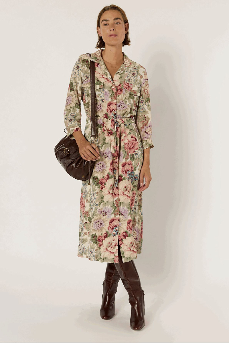LIAN - Длинное платье-рубашка с цветочным принтом LIAN - Длинное платье-рубашка с цветочным принтом
