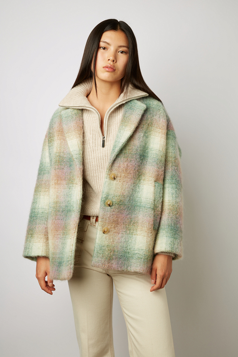 SAHORY - Укороченное пальто из смесовой шерсти в клетку