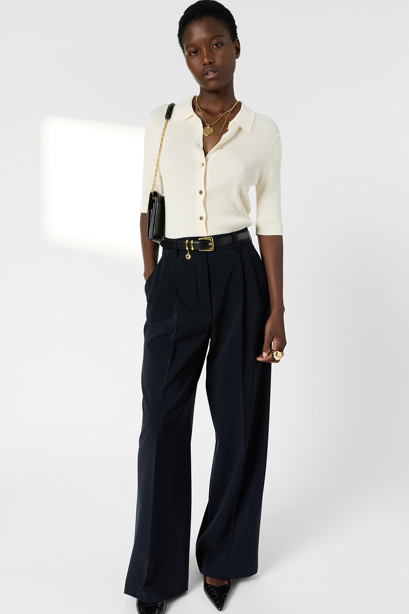 LOUIZA - Белый ребристый жилет с воротником-поло