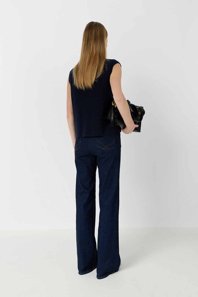 LOUVE - Синий жилет из хлопка без рукавов