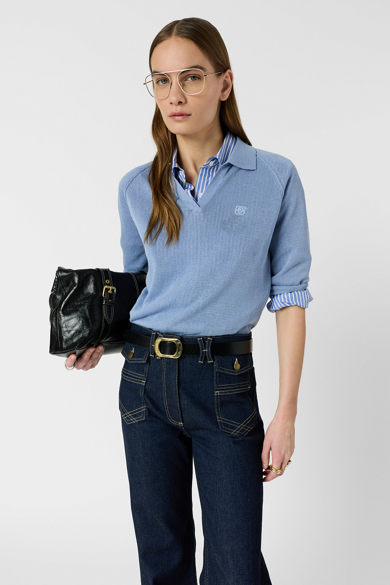 LOULA - Голубая рубашка-поло из трикотажа