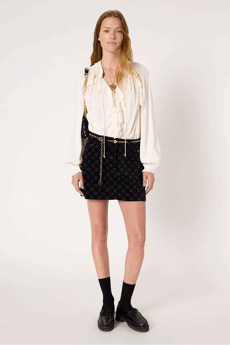 IMMA - Бархатная мини-юбка с монограммой