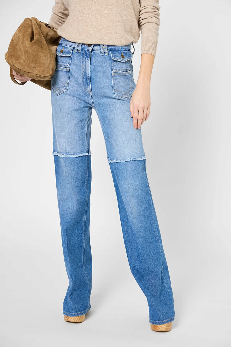 ANNA - Двухцветные расклешенные джинсы с необработанными швами ANNA - Двухцветные расклешенные джинсы с необработанными швами