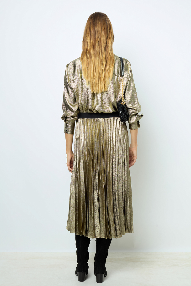 CHIRAZE - Плиссированная юбка-миди золотистого цвета