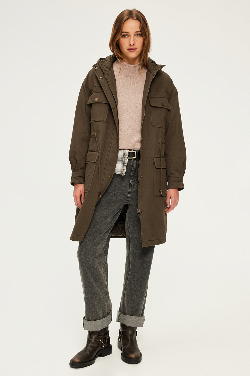 LISE - Парка с капюшоном в цвете хаки