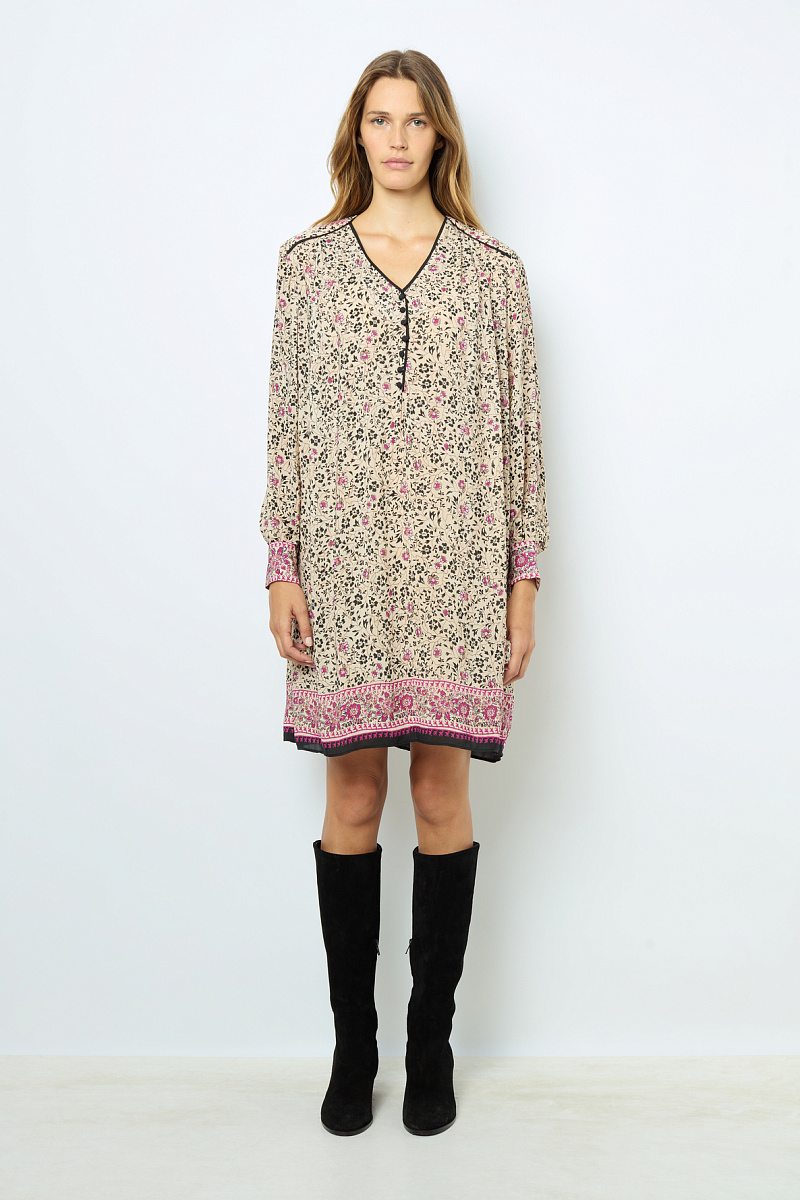 SALINE - Платье прямого кроя с принтом и V-образным вырезом