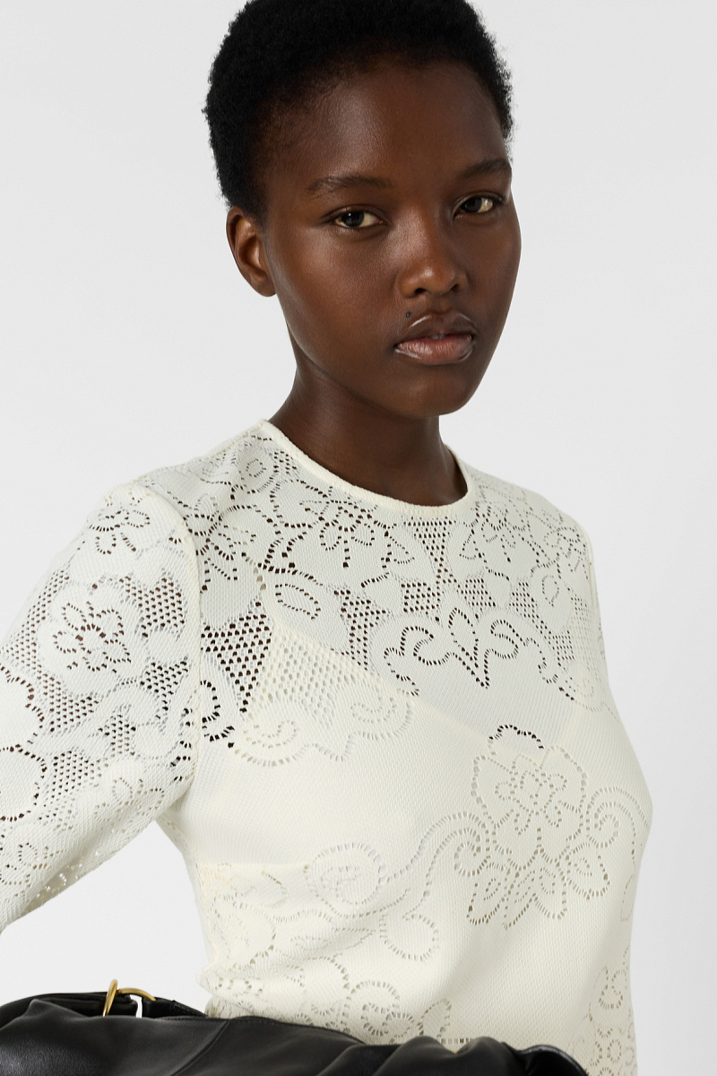 RIYANE - Белое кружевное платье в длине макси