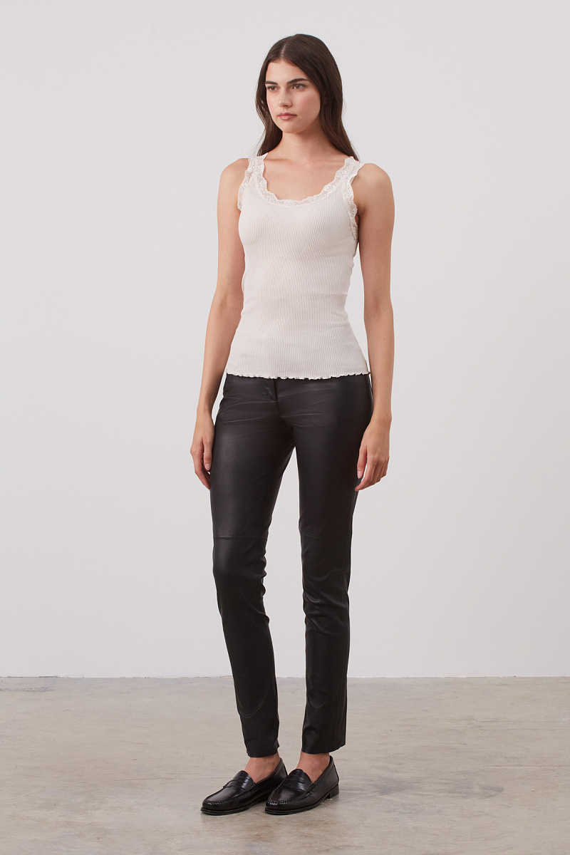 ANAE - Шелковый топ с кружевом в рубчик