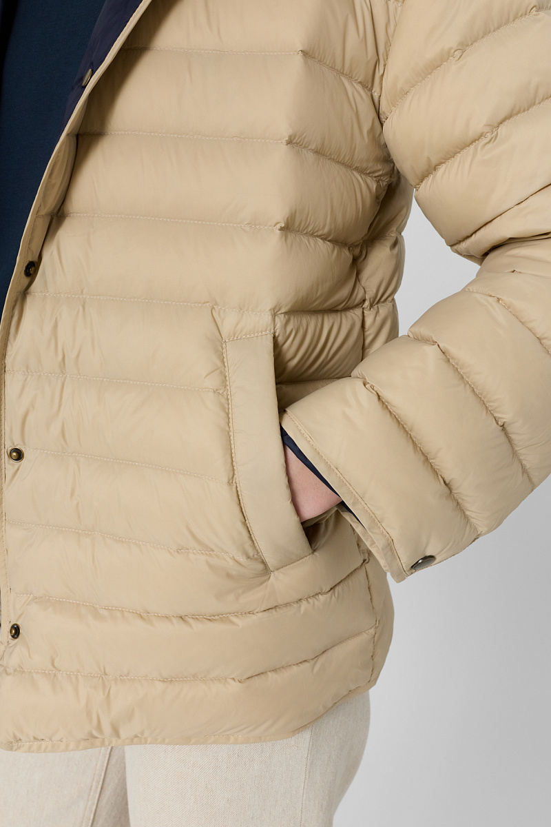 PRISCILLE - Бежевая двусторонняя пуховая куртка с капюшоном