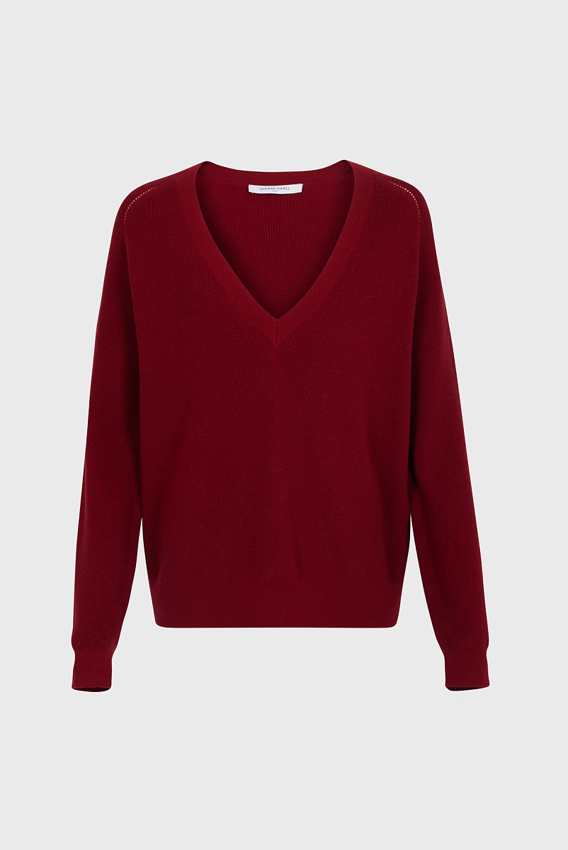 LAURANNA - Пуловер с V-образным вырезом из шерсти и хлопка