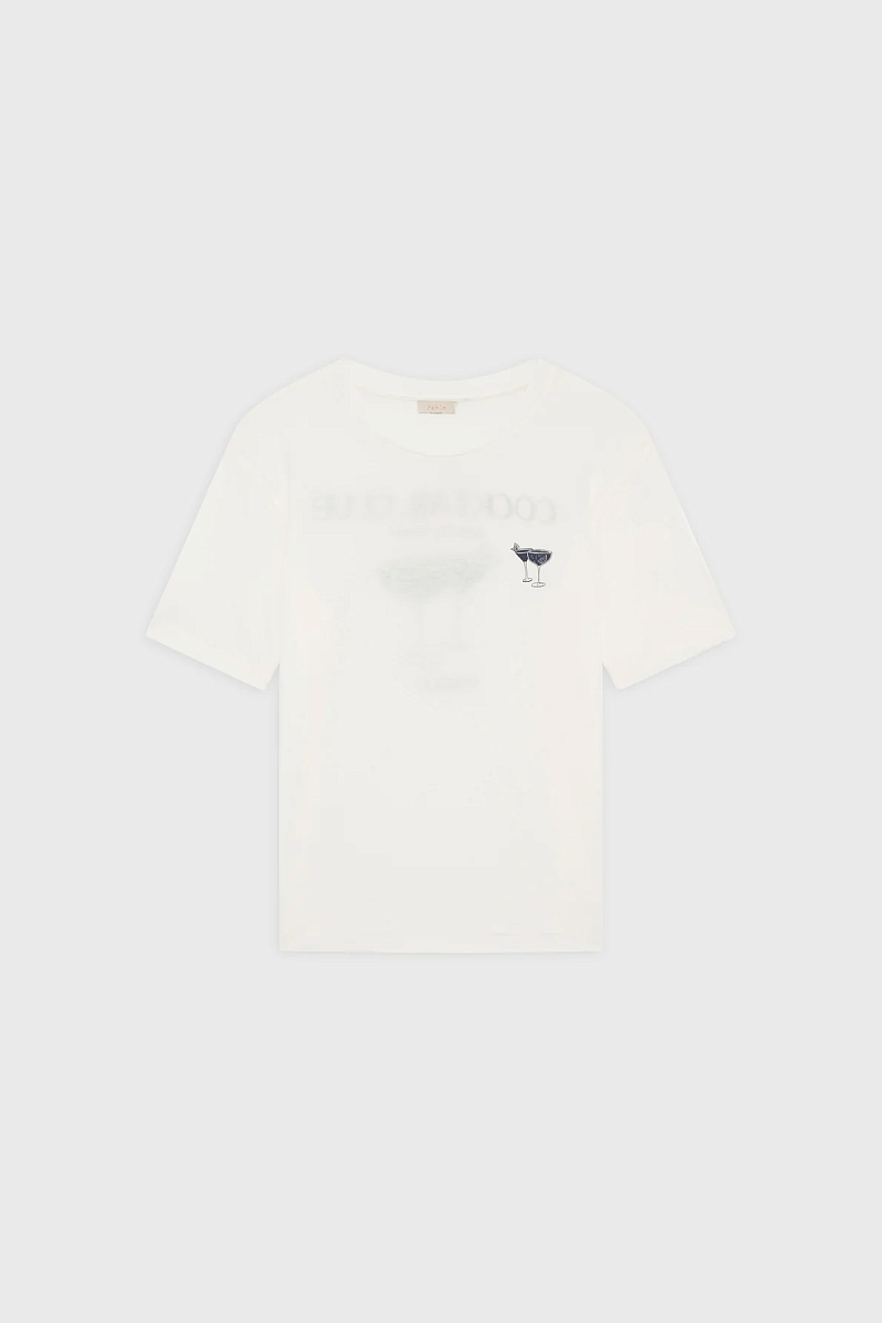 TINAELLE - Белая футболка из хлопка с трафаретной печатью