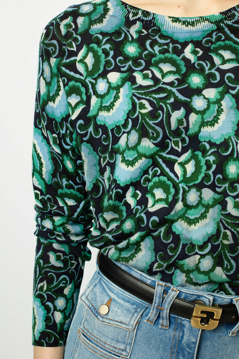 JOANA - Пуловер с принтом и круглым вырезом из тонкой шерсти