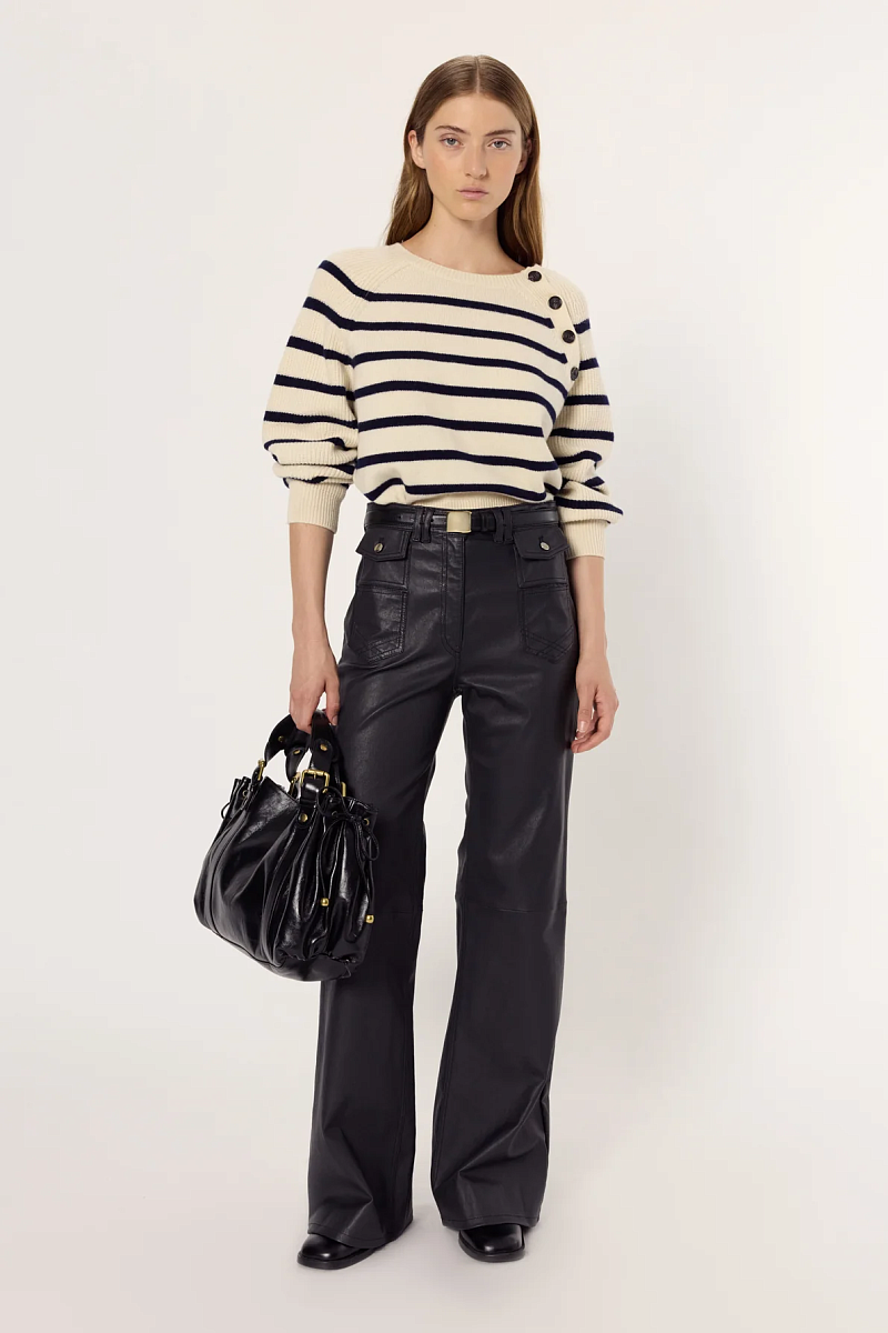 EDITH - Объемный свитер в полоску из 100% шерсти