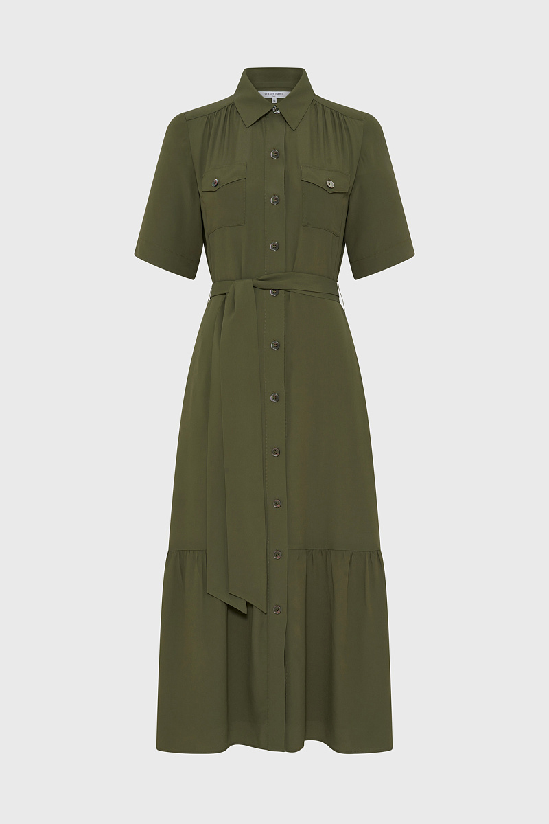 RAINA - Платье-рубашка расклешенного кроя в цвете хаки