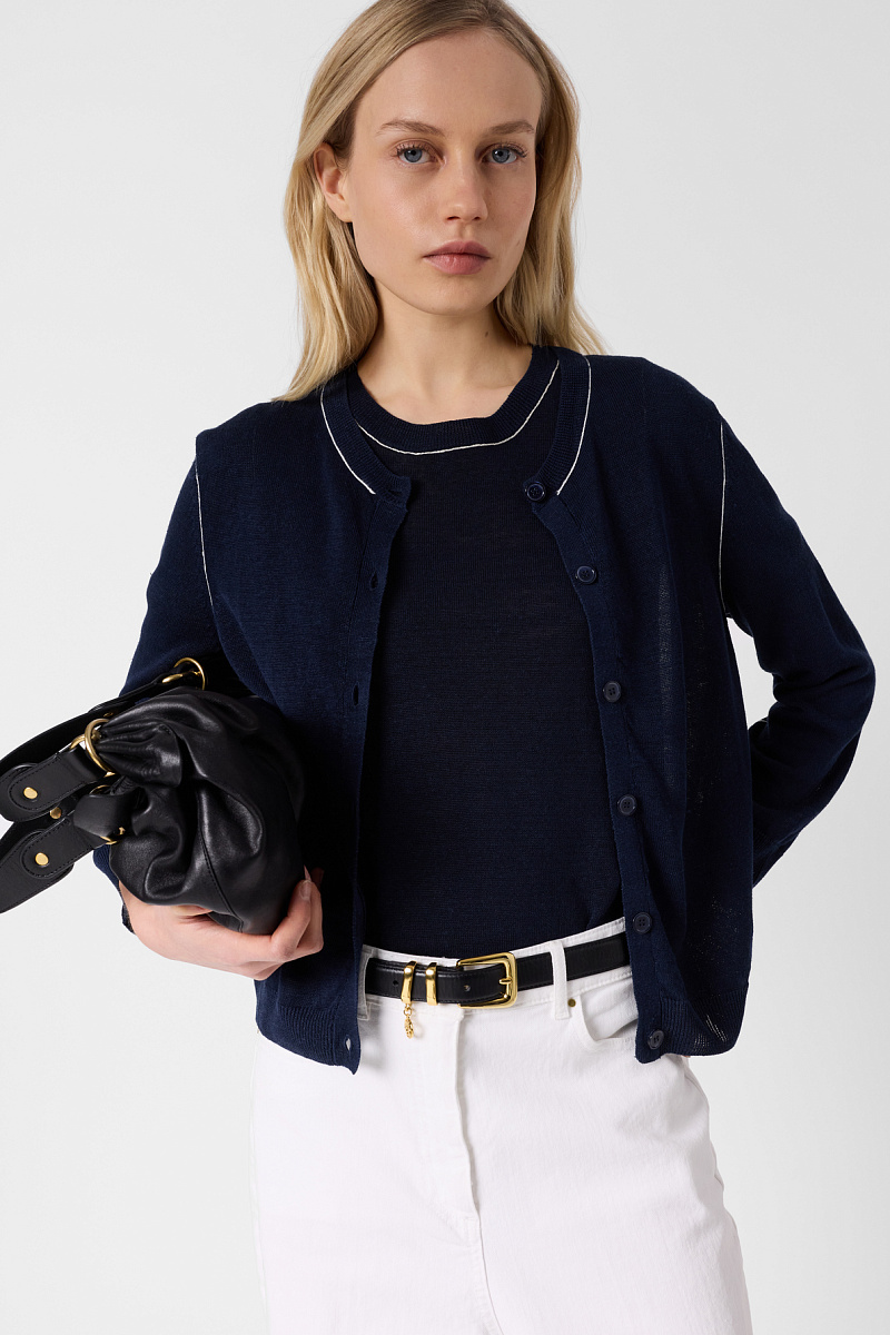 LORYS - Синий кардиган из смесового льна