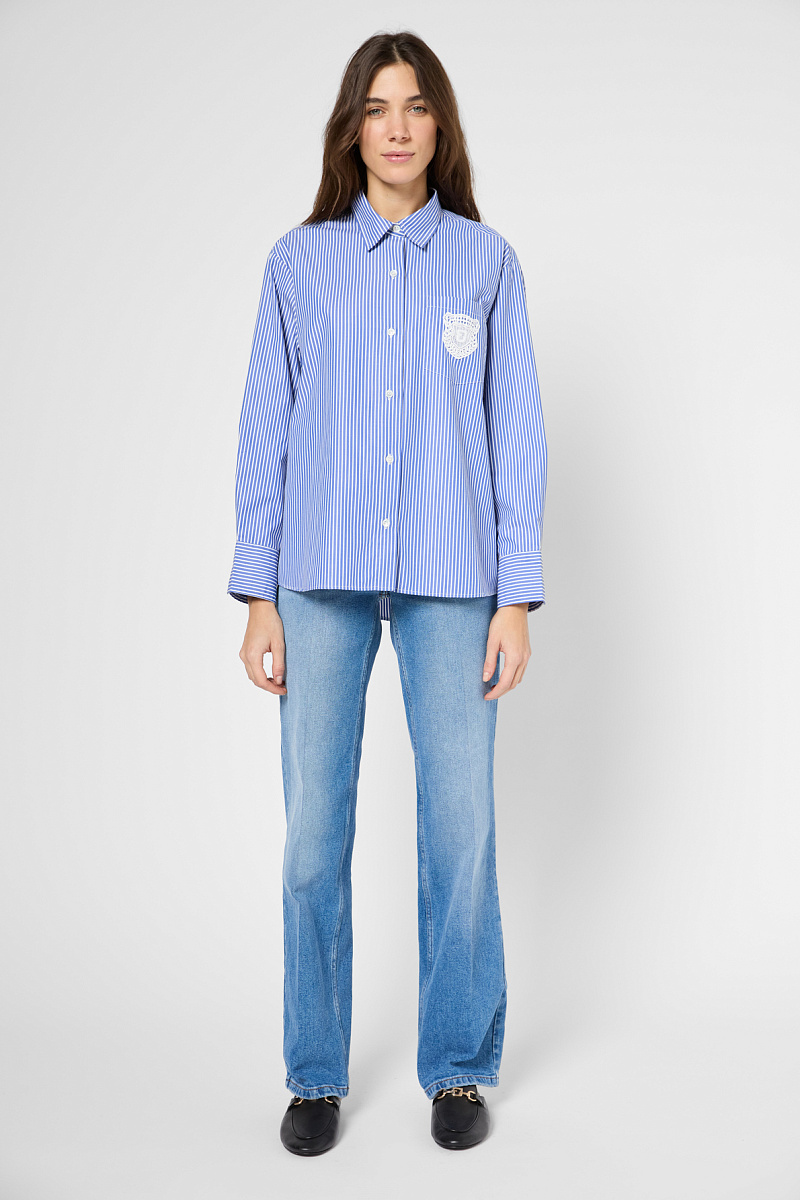 URIKA - Поплиновая рубашка в полоску с вышитым гербом