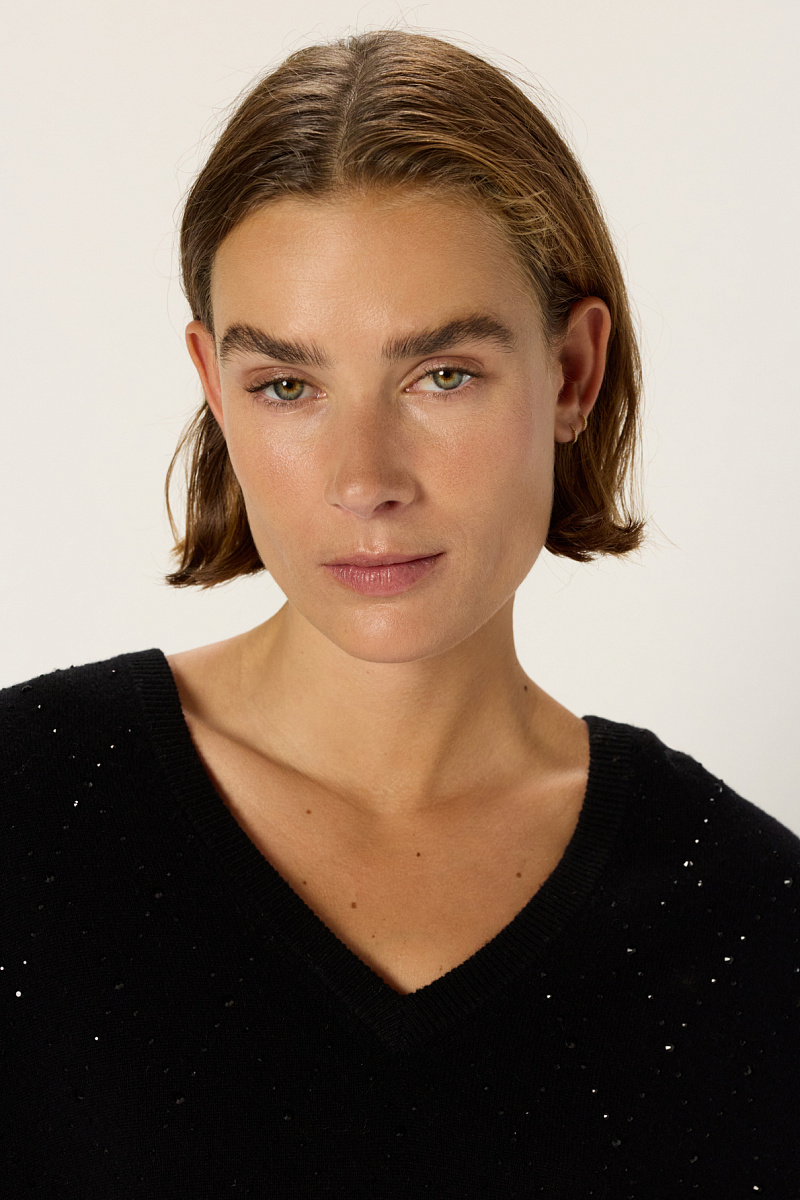 EDWIGE - Пуловер из 100% шерсти со стразами