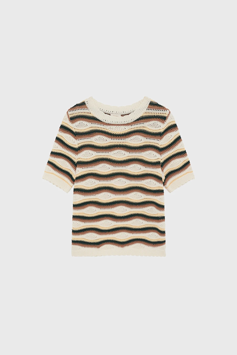 LALIAH - Разноцветный вязаный джемпер с короткими рукавами