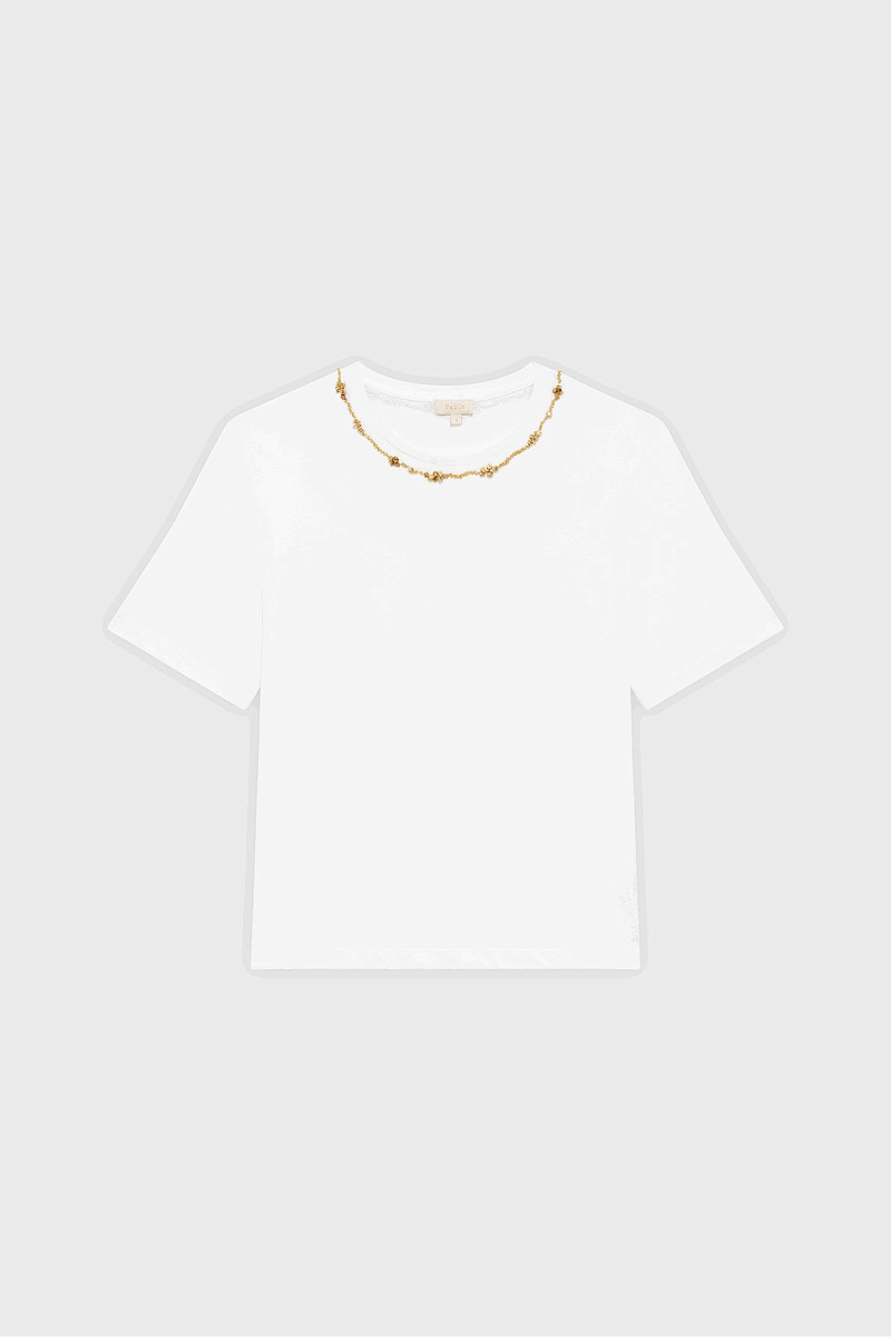 HASNA - Футболка с бисером на линии выреза HASNA - Футболка с бисером на линии выреза