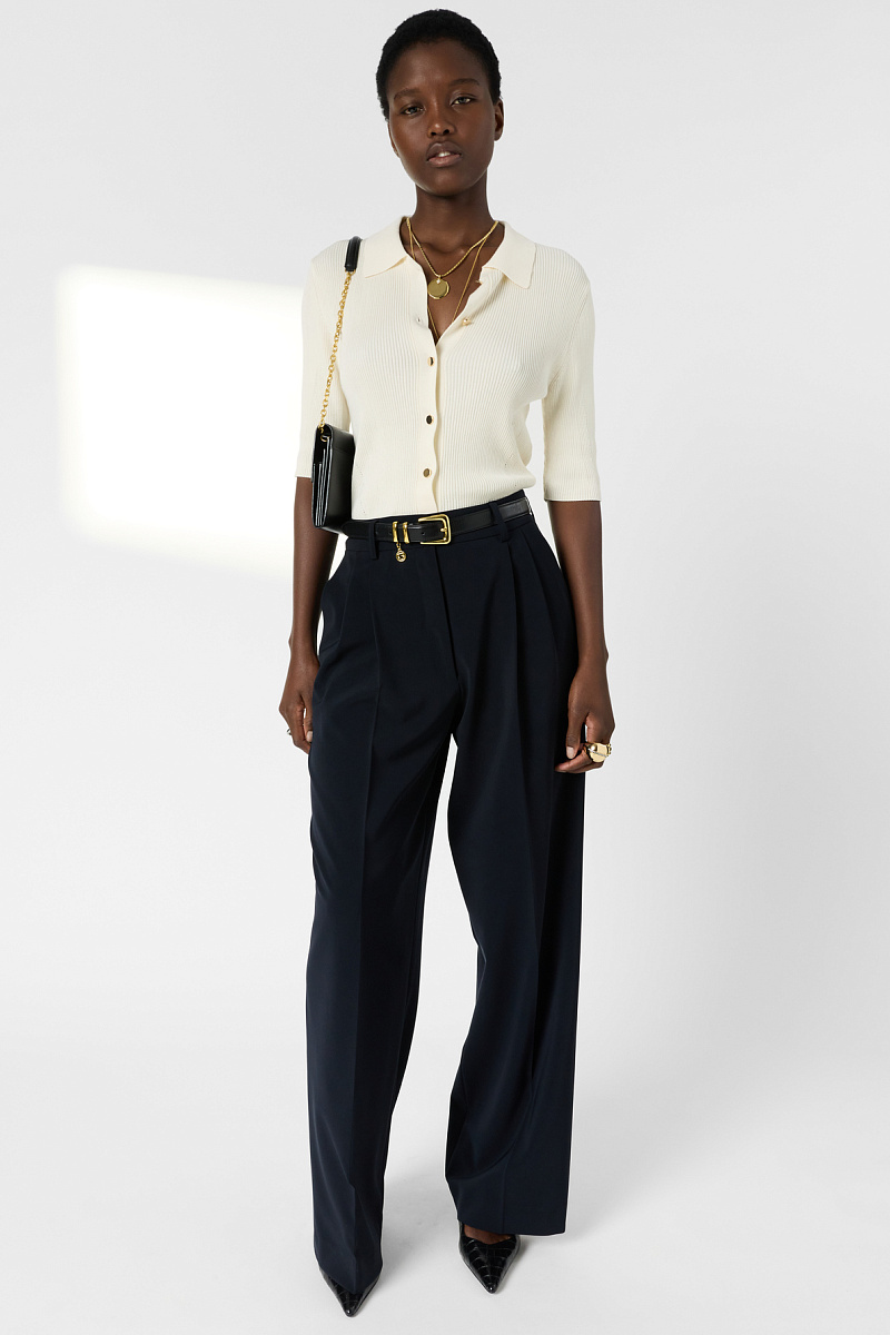 LOUIZA - Белый ребристый жилет с воротником-поло