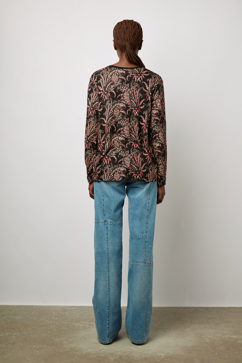 ADELINA - Лонгслив с принтом и V-образным вырезом