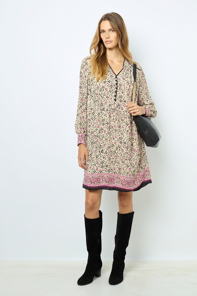 SALINE - Платье прямого кроя с принтом и V-образным вырезом