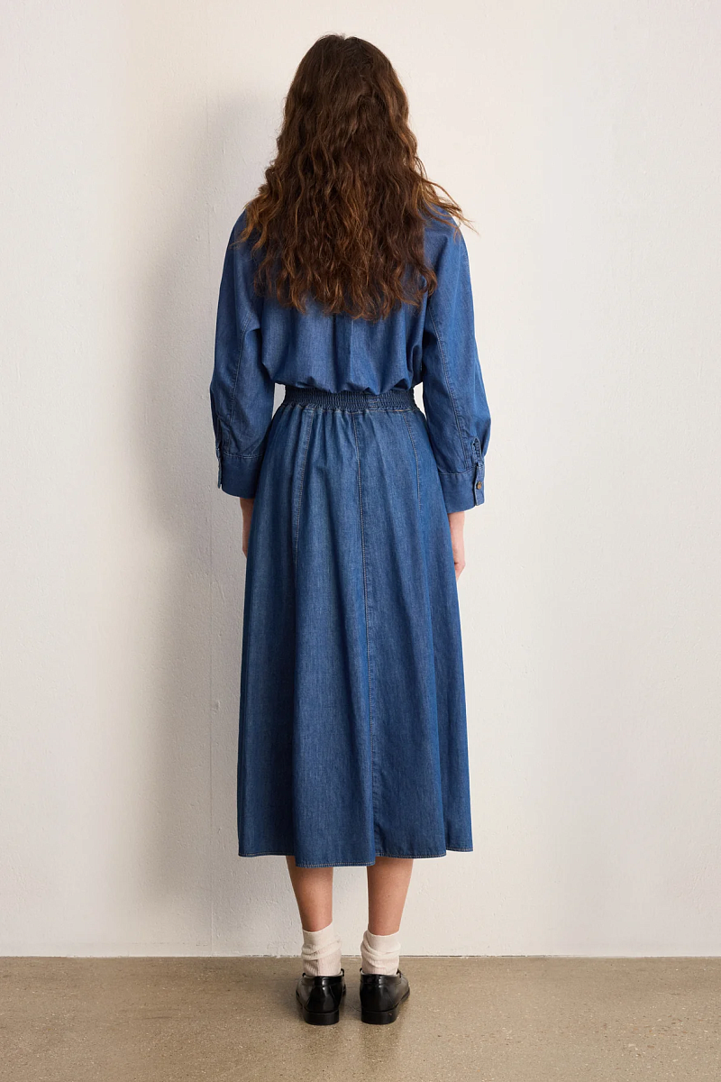 NINAE - Юбка со сборками из джинсы в длине миди