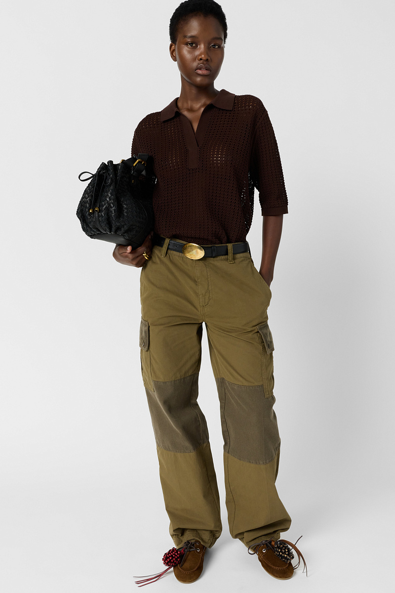 LIANNE - Коричневая ажурная поло-рубашка